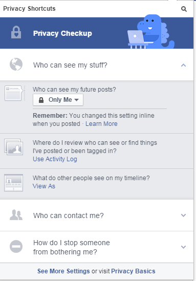 Facebook privacy shortcuts