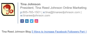 Tina Reed Johnson WiseStamp email signature